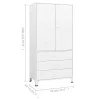  fehér fém ruhásszekrény 90 x 50 x 180 cm