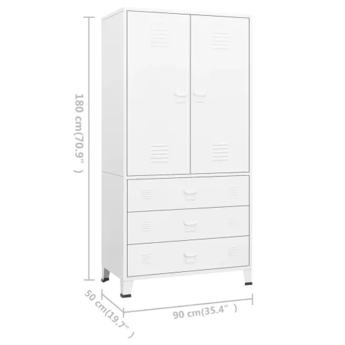 fehér fém ruhásszekrény 90 x 50 x 180 cm