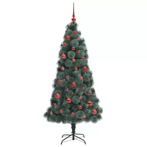  Műfenyő előre világítva gömbökkel 150 LED-del Zöld 150 cm PET