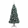  Műfenyő LED világítással és dísz golyó készlettel Zöld 150 cm