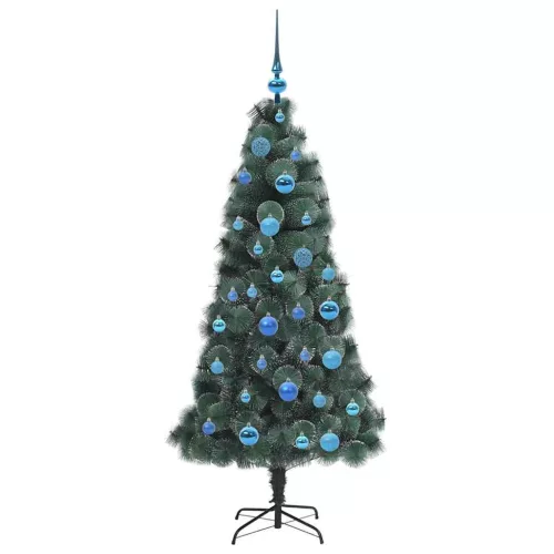  Műfenyő LED fényekkel, gömb szettel 150 LED-del Zöld 150 cm PET