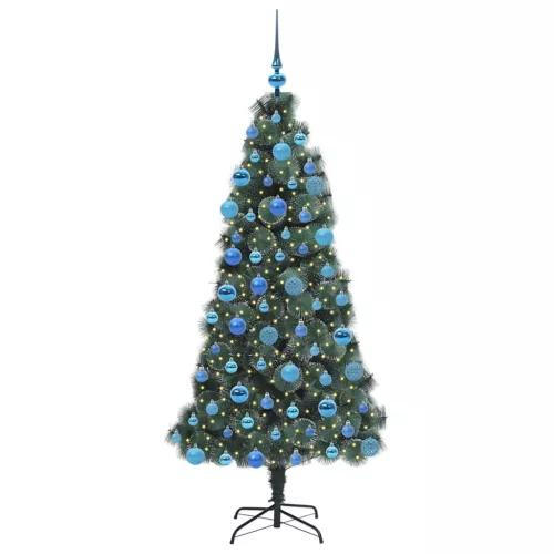  Műfenyő fényfüzéres karácsonyfa gömbkészlettel Zöld 180 cm PET