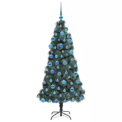  Műfenyő fényfüzéres karácsonyfa gömbkészlettel Zöld 180 cm PET