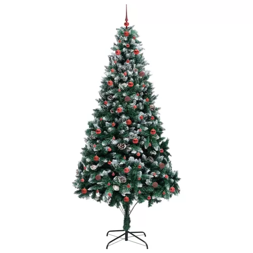  Mű karácsonyfa 300 LED-del Zöld 240 cm PVC és Acél és Műanyag