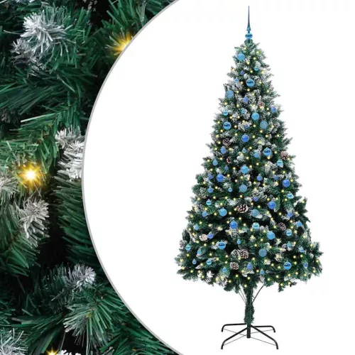  Mű karácsonyfa 300 LED-del Zöld 240 cm PVC és Acél és Műanyag