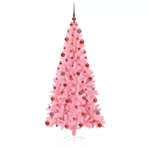  Karácsonyfa 300 LED-del állvánnyal Rózsaszín 180 cm PVC
