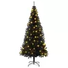  Mű karácsonyfák LED -es lámpákkal Fekete 180 cm PVC