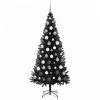  Mű karácsonyfák LED -es lámpákkal Fekete 180 cm PVC