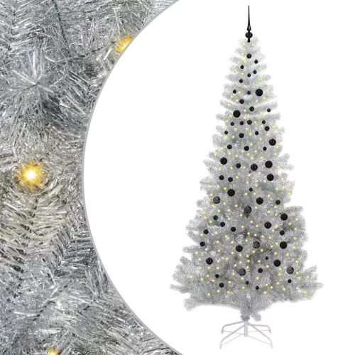 Karácsonyfa 300 LED-del állvánnyal Ezüst 240 cm PET