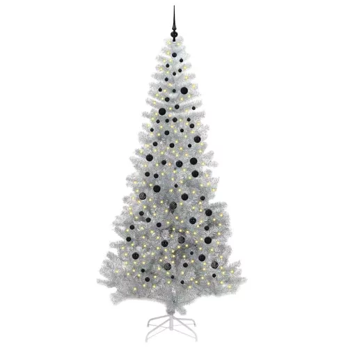  Karácsonyfa 300 LED-del állvánnyal Ezüst 240 cm PET