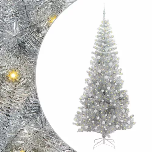  Karácsonyfa 300 LED-del állvánnyal Ezüst 240 cm PET