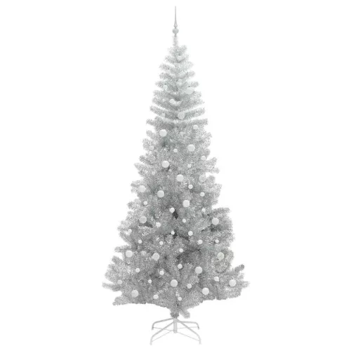  Karácsonyfa 300 LED-del állvánnyal Ezüst 240 cm PET