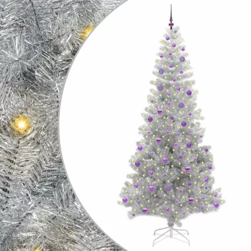  Karácsonyfa 300 LED-del állvánnyal Ezüst 240 cm PET