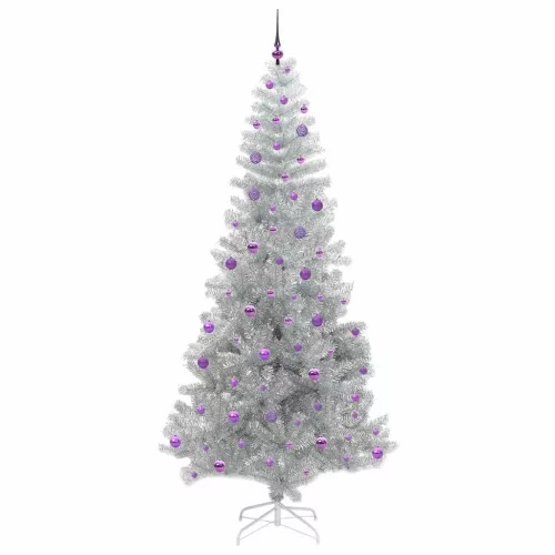  Karácsonyfa 300 LED-del állvánnyal Ezüst 240 cm PET