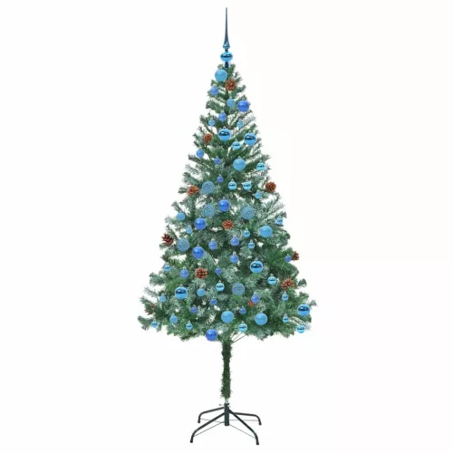  Mű karácsonyfa 300 LED-del állvánnyal Zöld 180 cm PVC és Acél