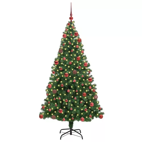  Mű karácsonyfa 300 LED-del Zöld 180 cm PVC és Acél és Műanyag