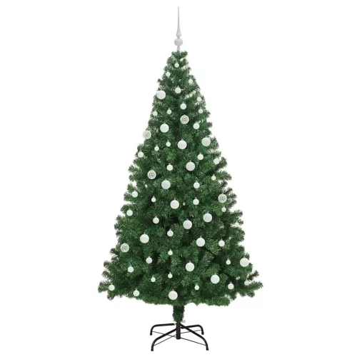  Mű karácsonyfa 300 LED-del Zöld 180 cm PVC és Acél és Műanyag