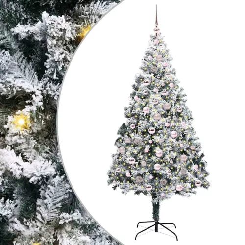  Mű karácsonyfa 300 LED-del Fehér 210 cm PVC és Acél és Műanyag