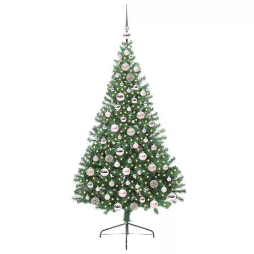  Mesterséges, előre világított karácsonyi fa Zöld 180 cm PVC
