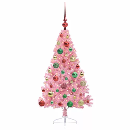  Mesterséges, előre világított karácsonyi fa Rózsaszín 120 cm
