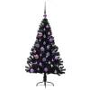  Mesterséges, előre világított karácsonyi fa Fekete 120 cm PVC
