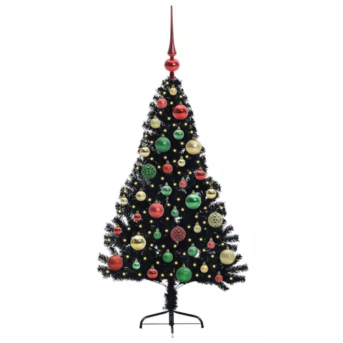 Mesterséges, előre világított karácsonyi fa Fekete 120 cm PVC