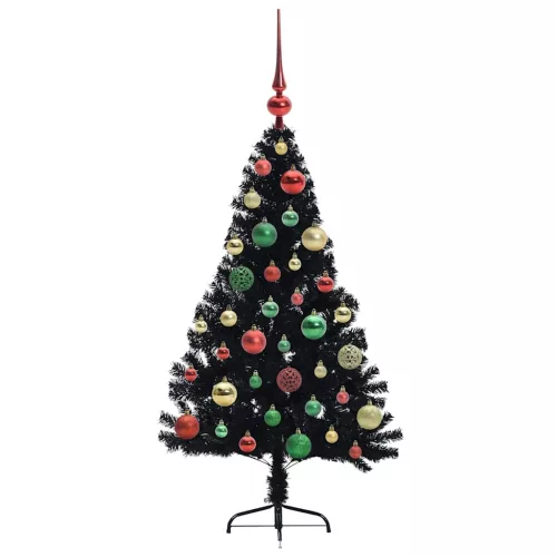 Mesterséges, előre világított karácsonyi fa Fekete 120 cm PVC