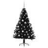  Mesterséges, előre világított karácsonyi fa Fekete 150 cm PVC