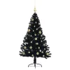  Mesterséges, előre világított karácsonyi fa Fekete 150 cm PVC