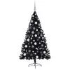  Mesterséges, előre világított karácsonyi fa Fekete 180 cm PVC