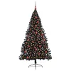  Mesterséges, előre világított karácsonyi fa Fekete 180 cm PVC
