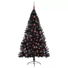  Mesterséges, előre világított karácsonyi fa Fekete 180 cm PVC