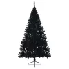  Mesterséges, előre világított karácsonyi fa Fekete 180 cm PVC