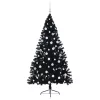  Mesterséges, előre világított karácsonyi fa Fekete 180 cm PVC