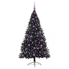  Mesterséges, előre világított karácsonyi fa Fekete 180 cm PVC
