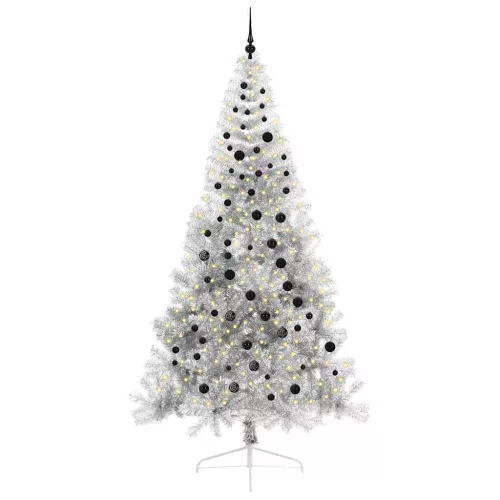  Mesterséges, előre világított karácsonyi fa Ezüst 240 cm PET