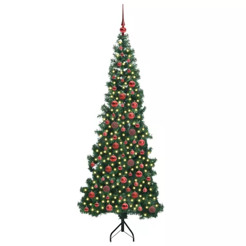  Sarok Műkarácsonyfa 300 LED-del Zöld 180 cm PVC és fém