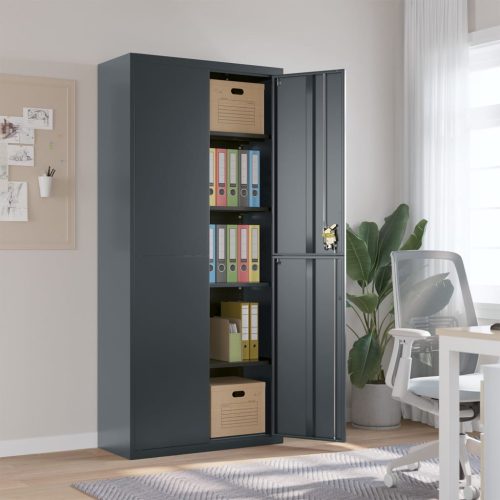  antracitszürke acél irattartó szekrény 90 x 40 x 200 cm