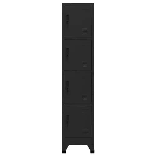  fekete acél zárható szekrény 38 x 45 x 180 cm