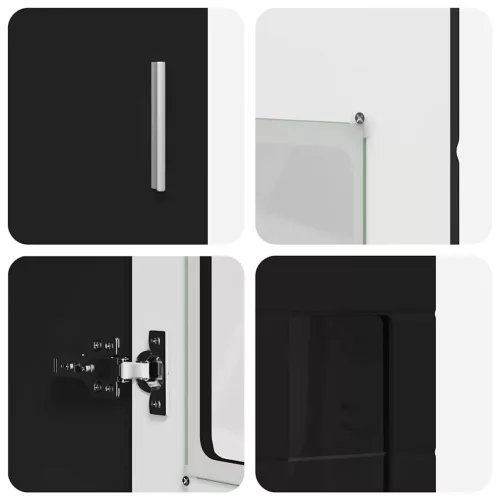  Magasfiú polcokkal tárolóval Fekete 60 x 35 x 182 cm Faanyag