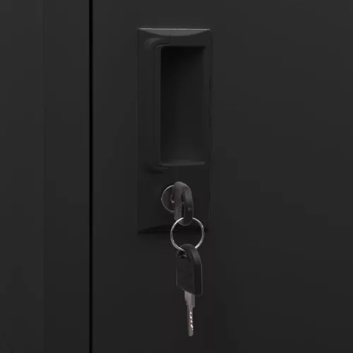  fekete acél zárható szekrény 38 x 40 x 180 cm