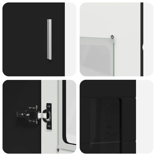  Magasfiú polcokkal tárolóval Fekete 60 x 35 x 182 cm Faanyag