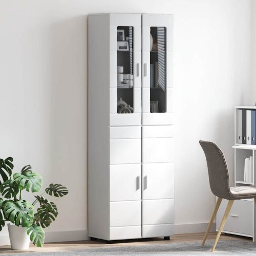  Magasfiú polcokkal Magas Fényű Fehér 60 x 35 x 182 cm Faanyag