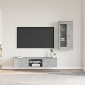    TV szekrény garnitúra fiókkal polcokkal Beton Szürke Faanyag