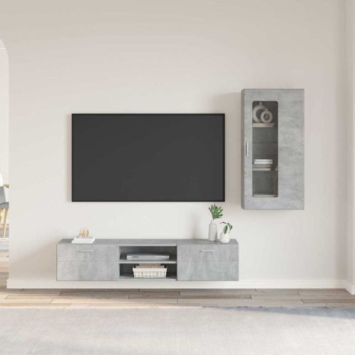  TV szekrény garnitúra fiókkal polcokkal Beton Szürke Faanyag