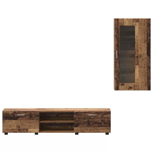  TV szekrény garnitúra fiókkal polcokkal ajtóval Öreg fa Faanyag