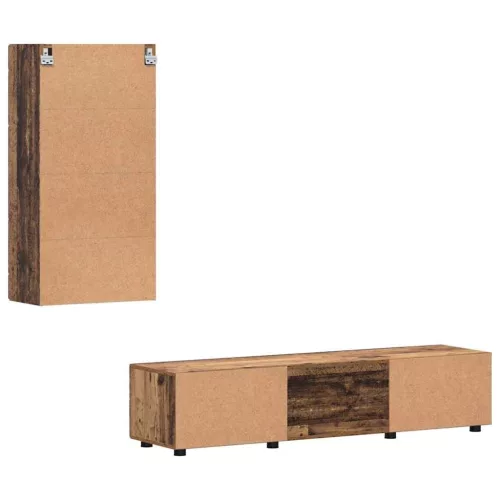  TV szekrény garnitúra fiókkal polcokkal ajtóval Öreg fa Faanyag