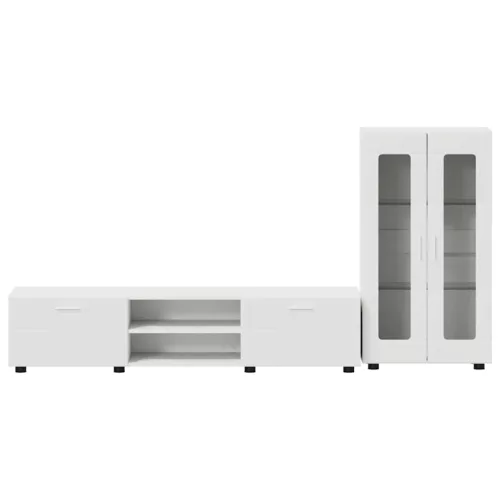  TV szekrény garnitúra fiókkal polcokkal tárolóval Fehér Faanyag
