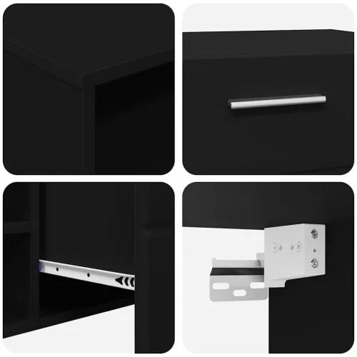  TV szekrény garnitúra fiókkal polcokkal ajtóval Fekete Faanyag