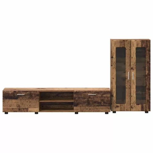  TV szekrény garnitúra fiókkal polcokkal ajtóval Öreg fa Faanyag